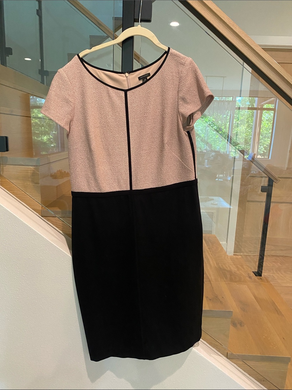 Ann Taylor Pink and Black Two-Tone Sheath Dress
